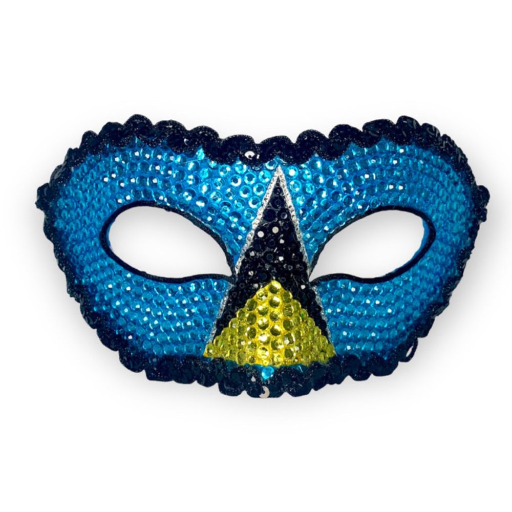 Saint Lucia Eye Patch Masquerade Mask Covered in Crystals and Rhinestones